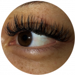 eyelash extensions on brown eye