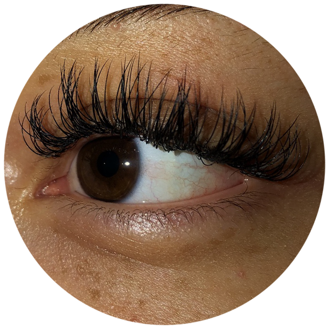 eyelash extensions on brown eye